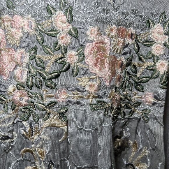 Sana Safinaz Embroidered Open Front Coat Jacket Small Fairycore Ethereal Floral - Picture 3 of 14